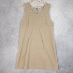 Vintage Woolrich Jumper Dress Womens Medium Beige Corduroy Empire Waist Pinafore